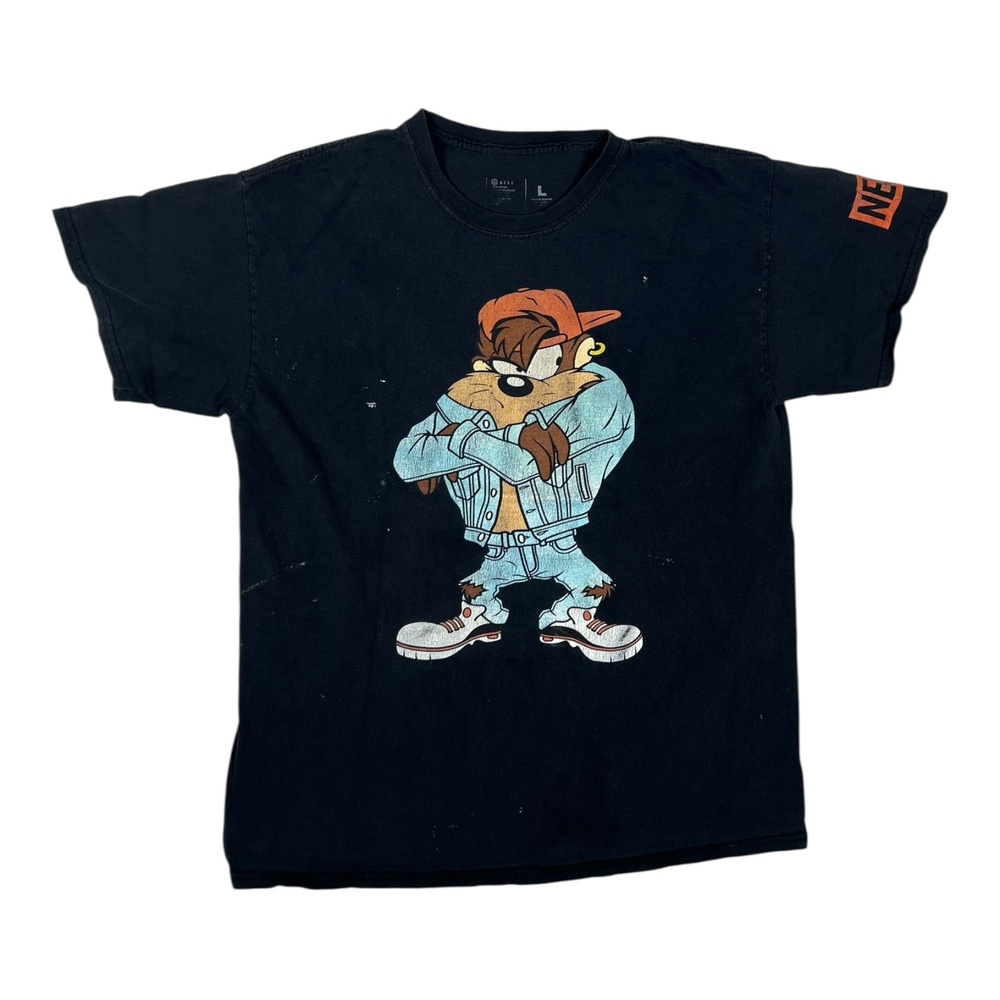 Taz Looney Tunes Neff T-Shirt Mens Large Black Cartoon Graphic Vintage Retro